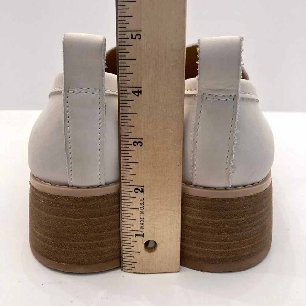Crown Vintage Nirea Platform Penny Loafers Womens 10‎ Off White Leather Chunky